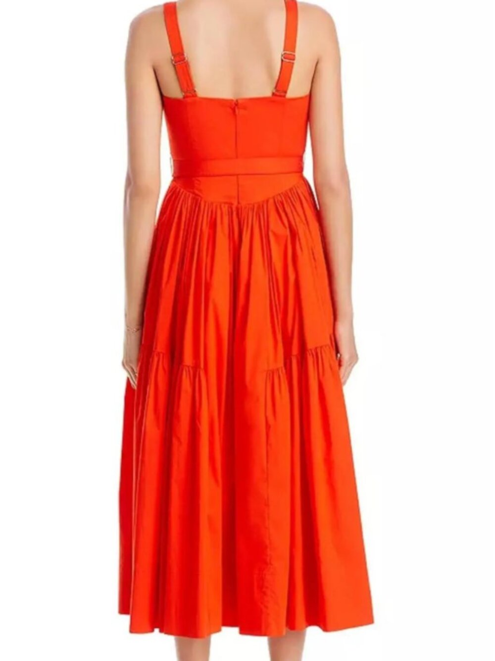 Cinq à Sept ZD24823044Z Amber Tiered Midi Dress Size 0/XS Deep Tangelo NWT - Picture 3 of 6